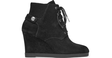 michael kors lace up wedge boots|Michael Kors suede wedge boots.